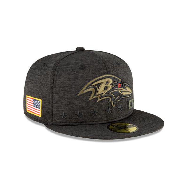 NFL Baltimore Ravens Salute To Service 59Fifty Fitted (QZX4948) - Black New Era Caps